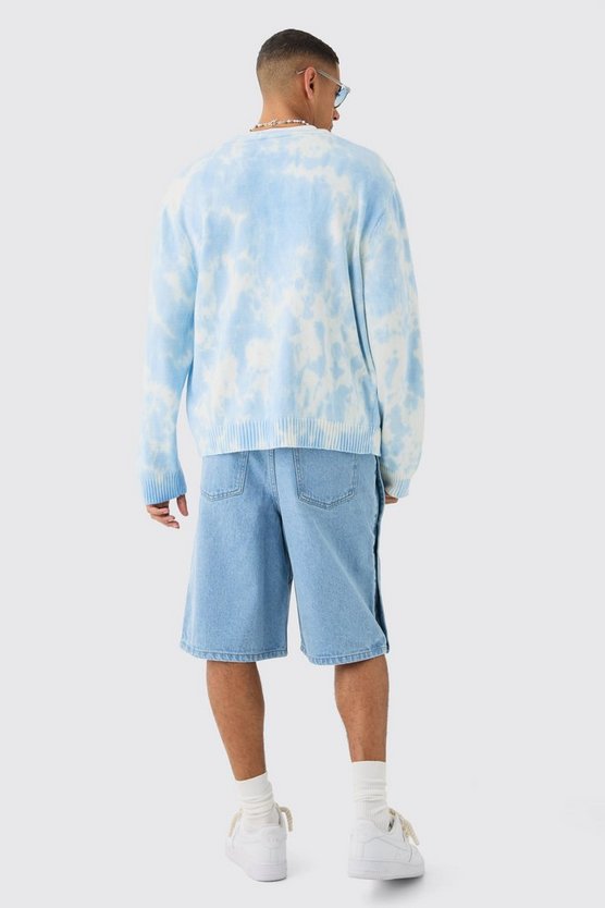 Lockere Jeansshorts mit elastischem Bund und Druckknöpfen