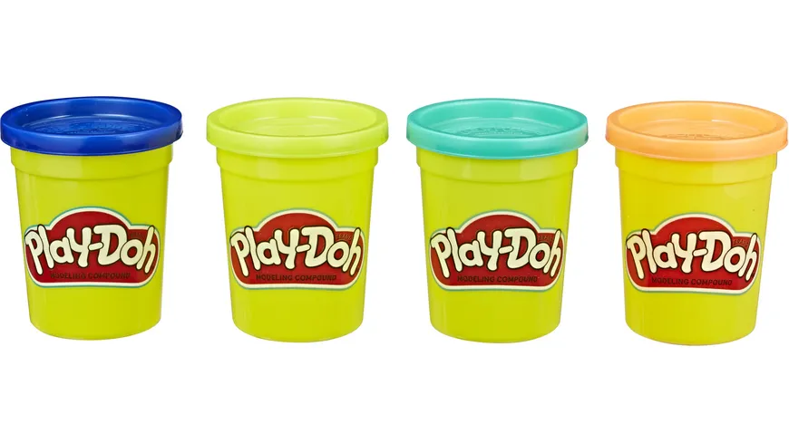 Hasbro - Play-Doh 4er Pack hellblau, hellgrün, pink und lila 448 g