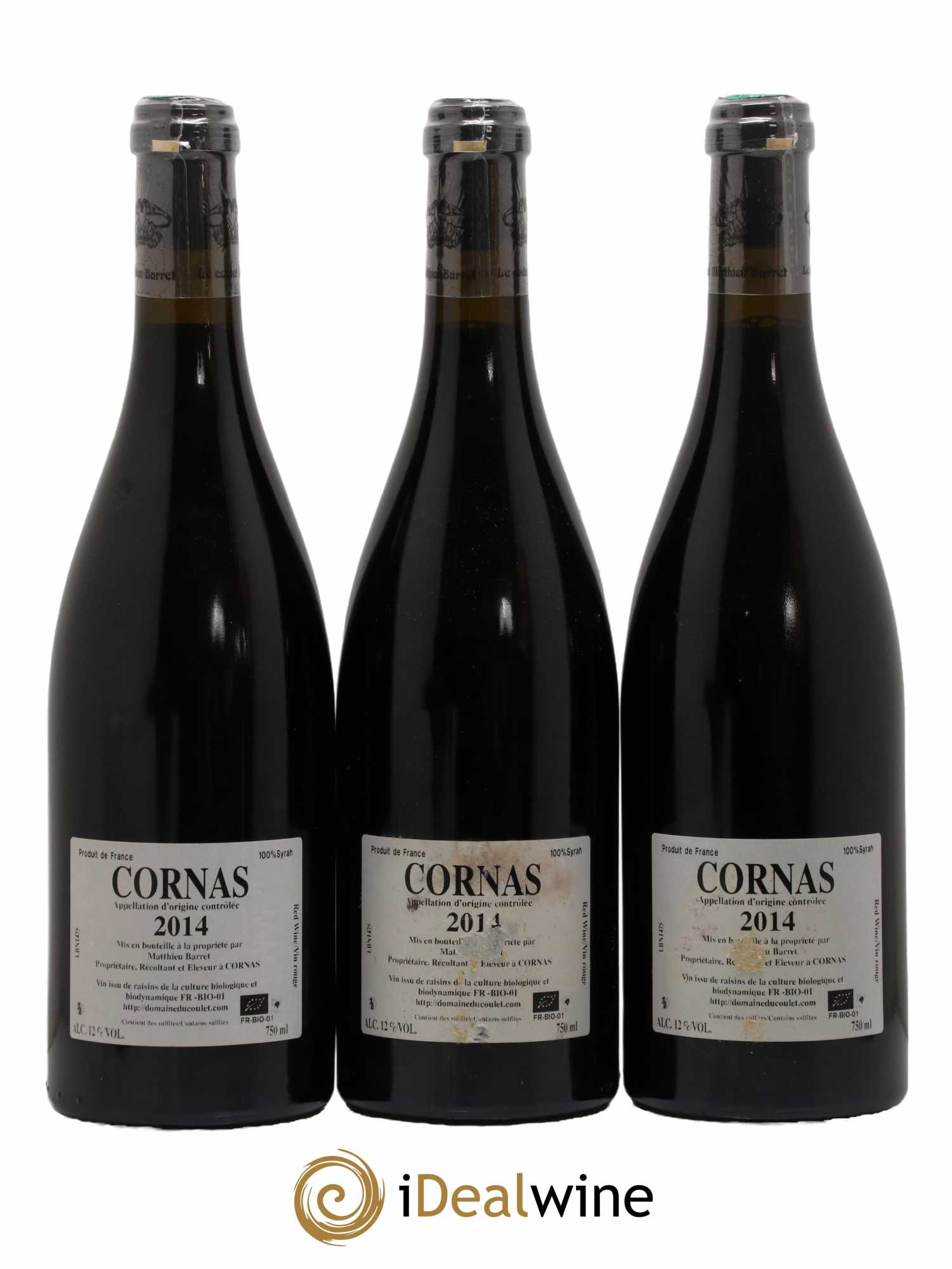Cornas Billes Noires Coulet (Domaine du) - Matthieu Barret  2014 - Lot de 3 Bouteilles