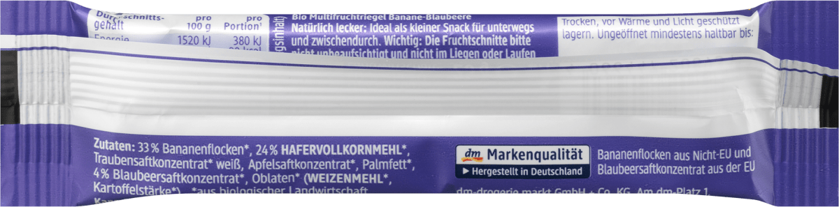 Fruchtriegel Banane-Blaubeere ab 1 Jahr, 25 g