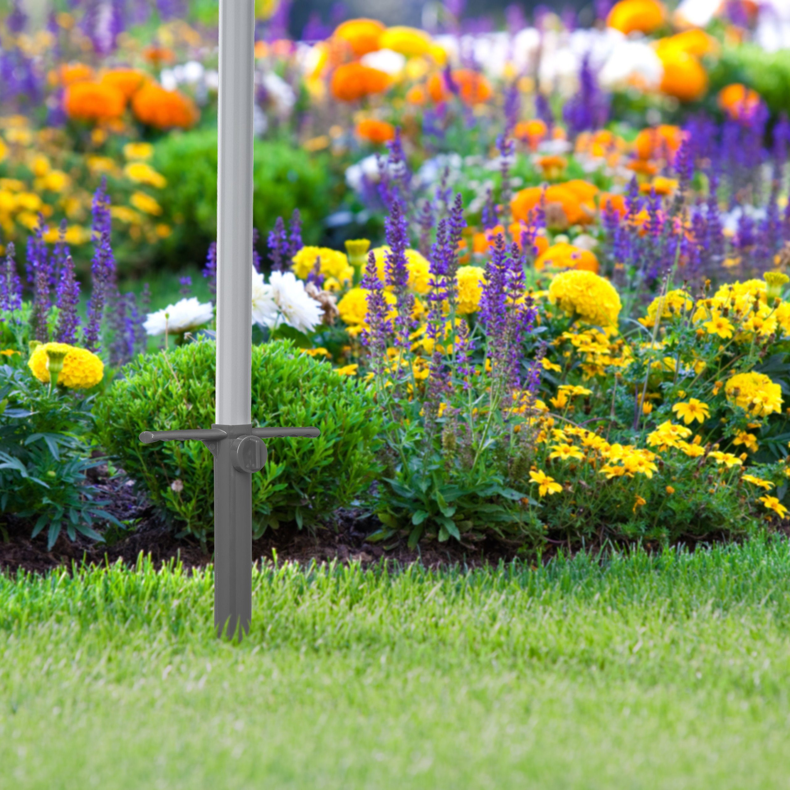 relaxdays Bodendübel Bodenhülse für Sonnenschirm grau