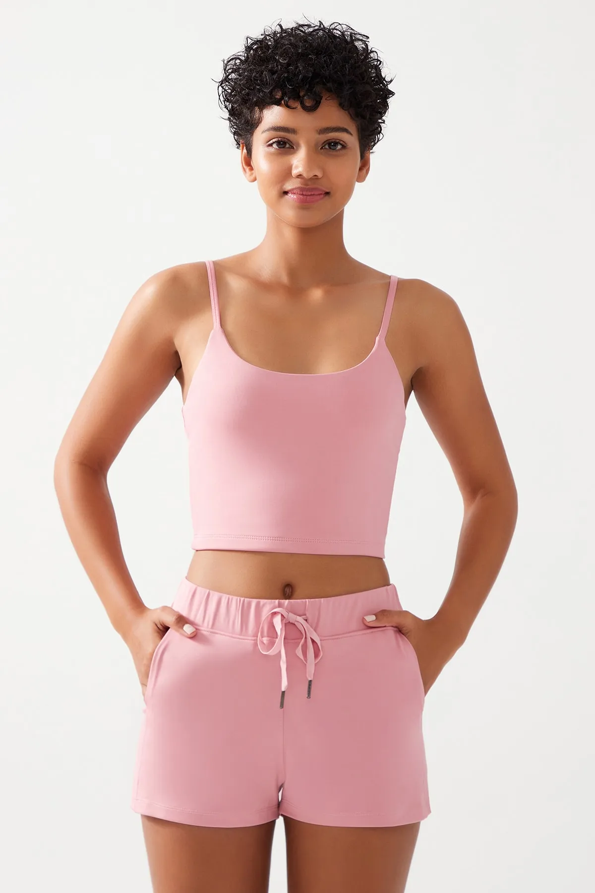 LOS OJOS  Leicht unterstützte, abgedeckte Sport-BH-Träger für Damen in Rosa