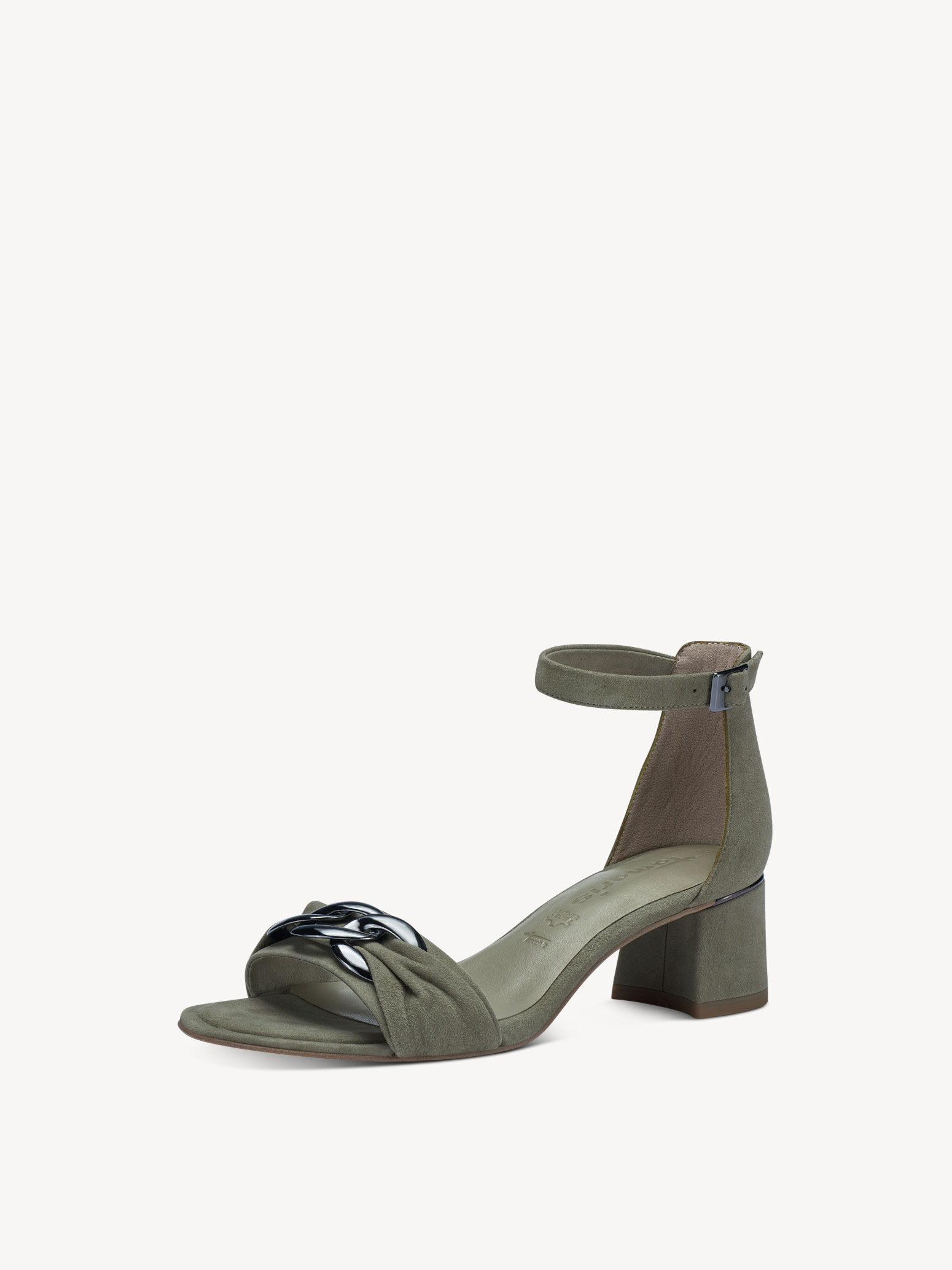 Sandale à talon en cuir - vert