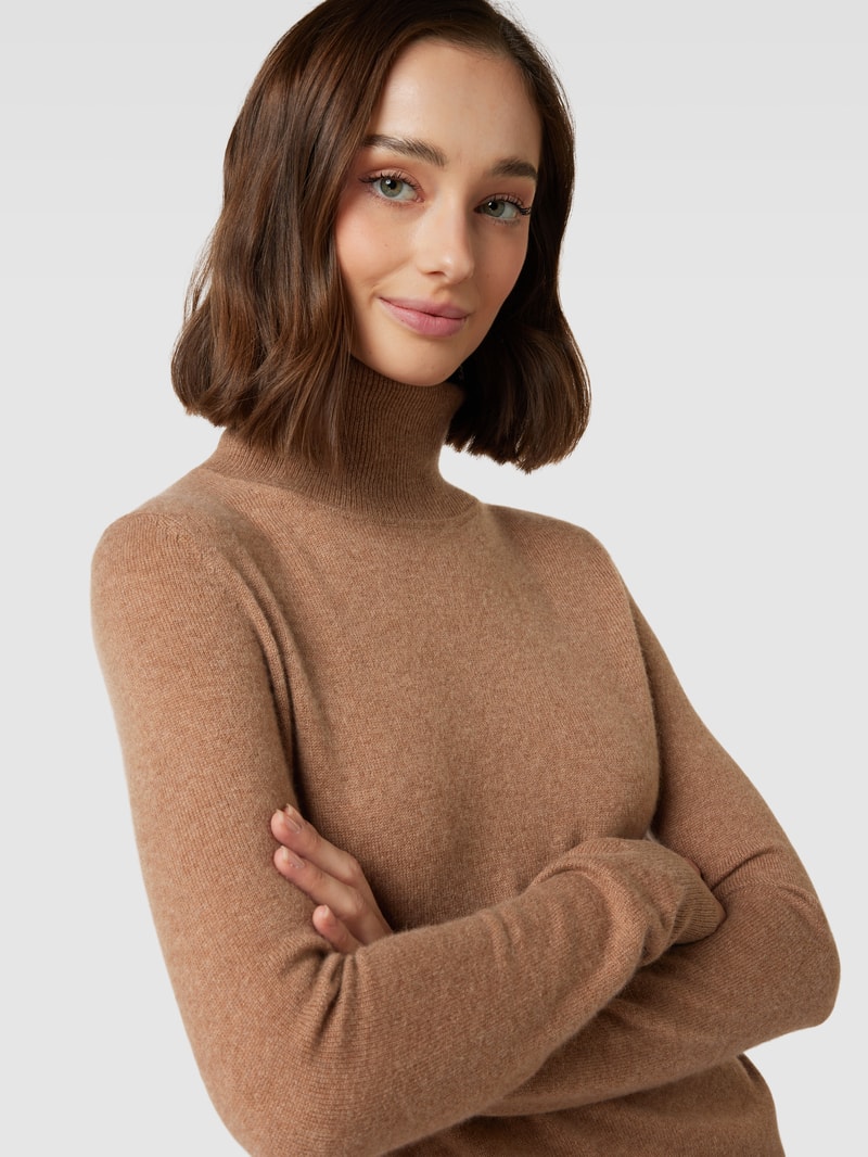Kaschmirpullover in melierter Optik in camel meliert