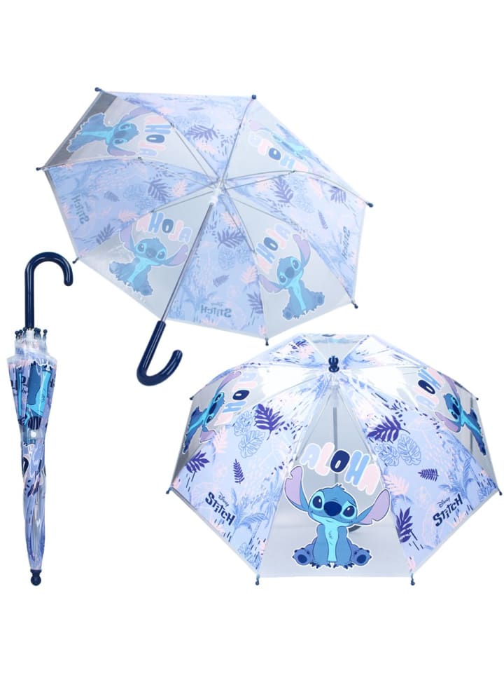 Disney Stockschirm | blau & transparent | Disney Stitch | Kinder Regenschirm günstig kaufen onesize
