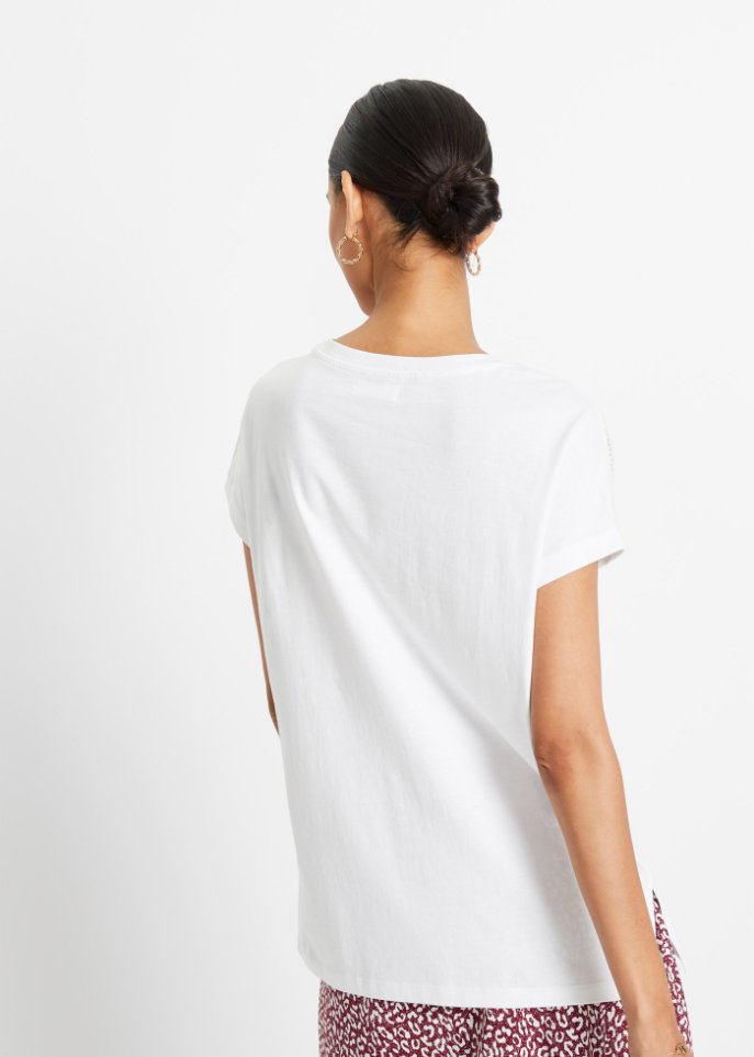 Lockeres Shirt mit Spitze-Detail aus Bio-Baumwolle