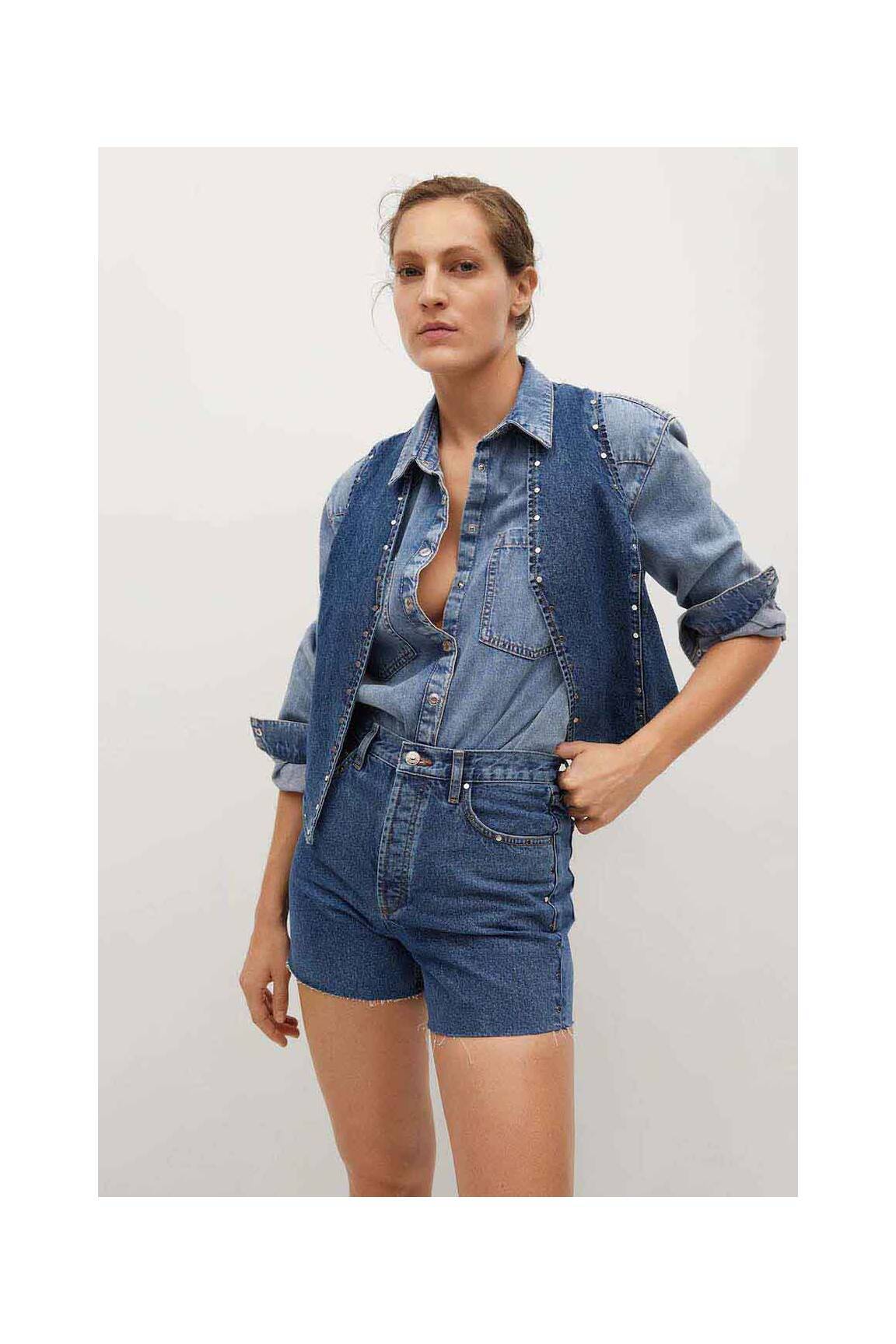 Mango Shorts 1 Femme couleur bleu