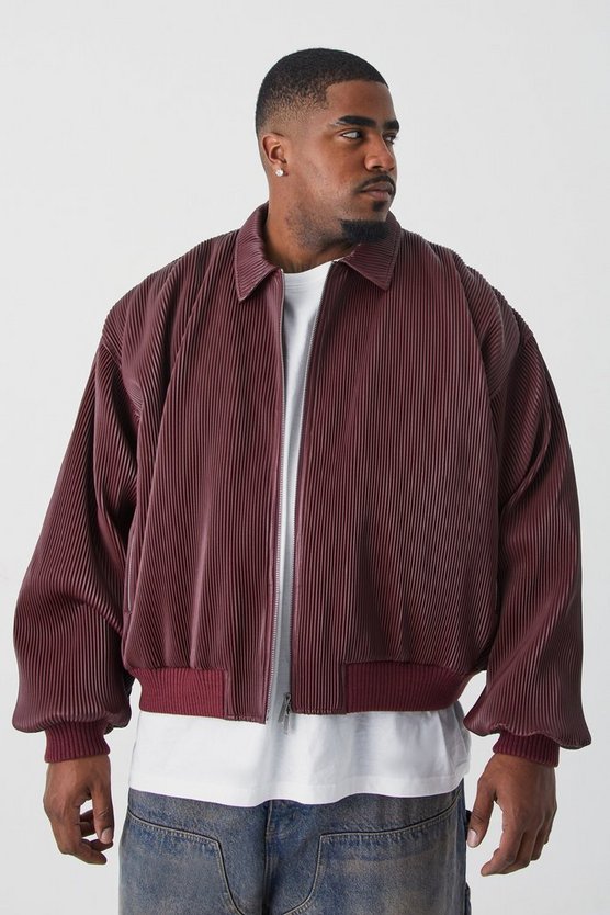 Plus kastige Harrington-Jacke aus Kunstleder