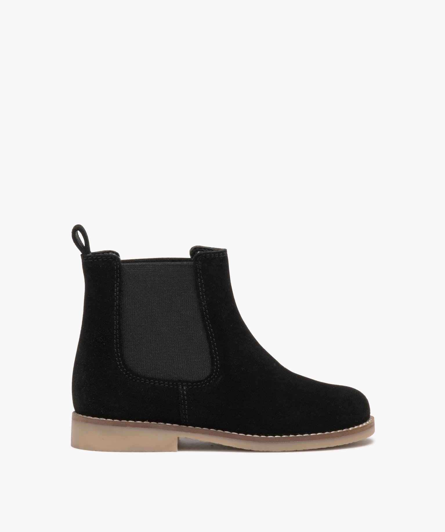 Boots fille unies style Chelsea en suédine noir | GEMO