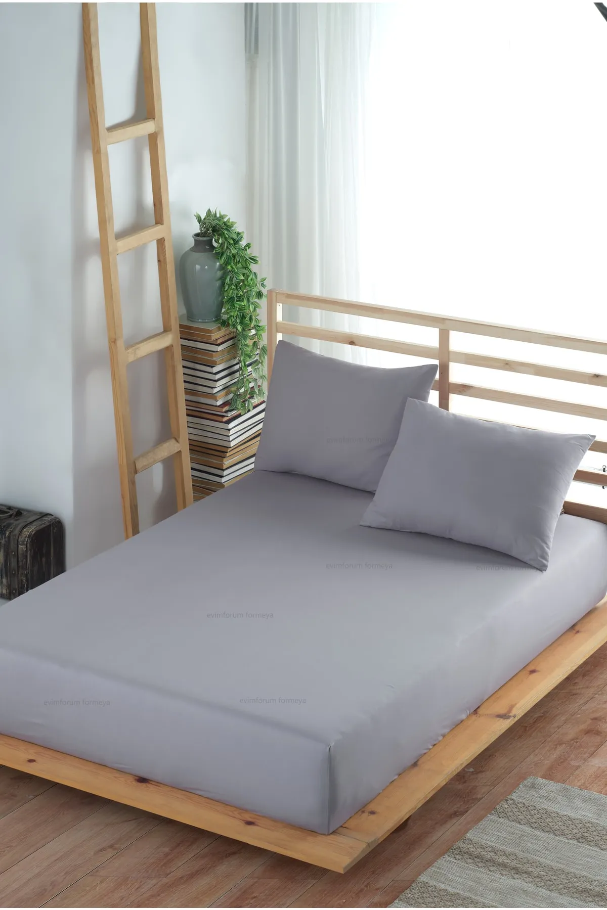 Formeya  Adelya Grey Spannbettlaken-Set (MIT KISSENBEZUG) für Einzel- oder Doppelbett