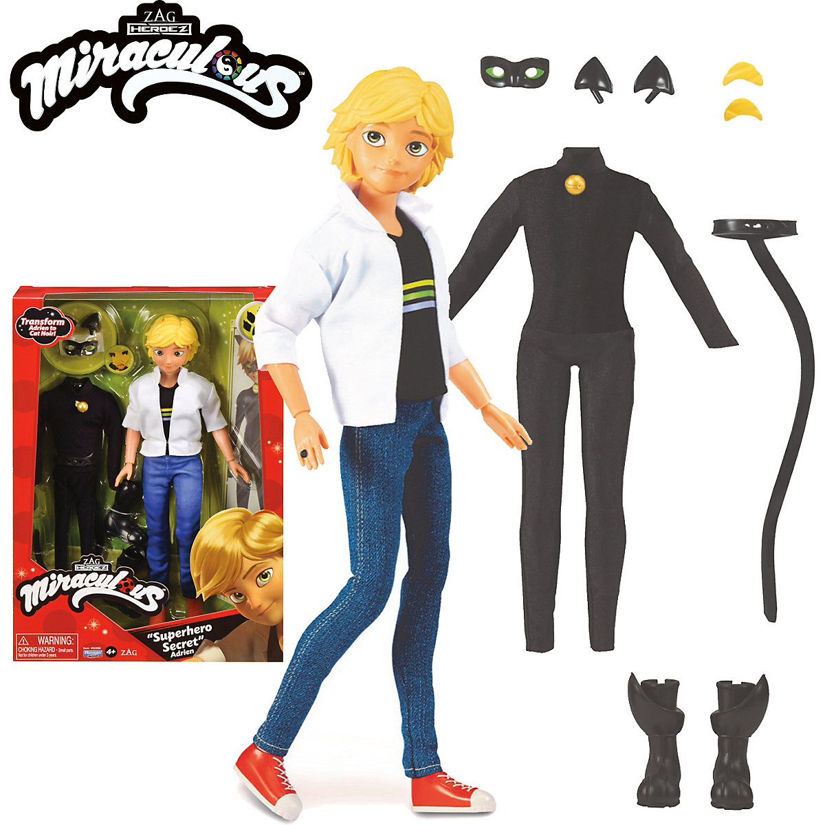 Miraculous Puppe 26 cm - Adrien und seine 2 Outfits