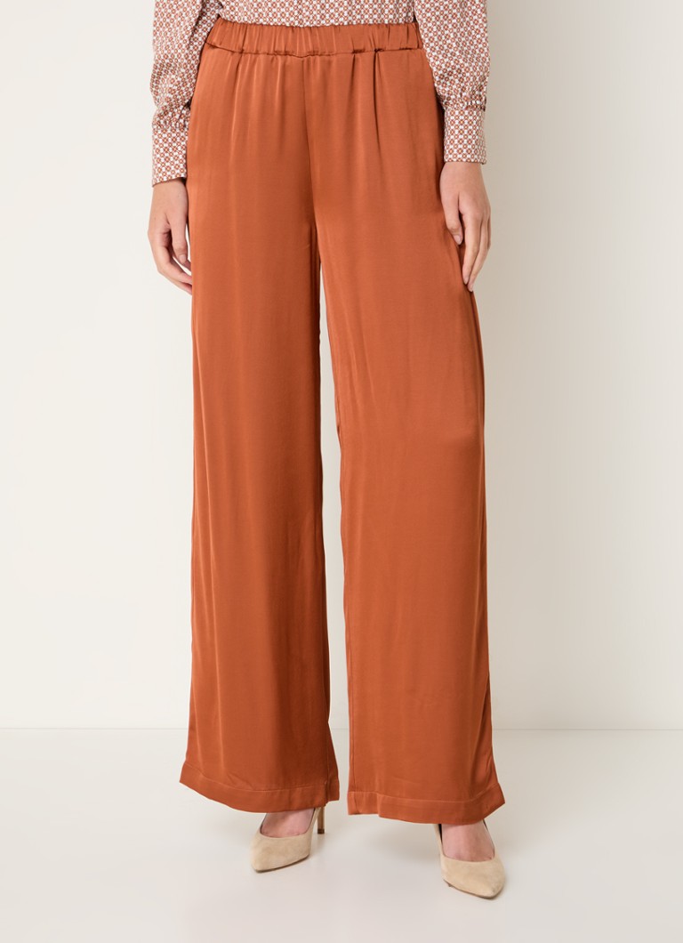 Pantaloni largi din satin cu talie înaltă Benetton