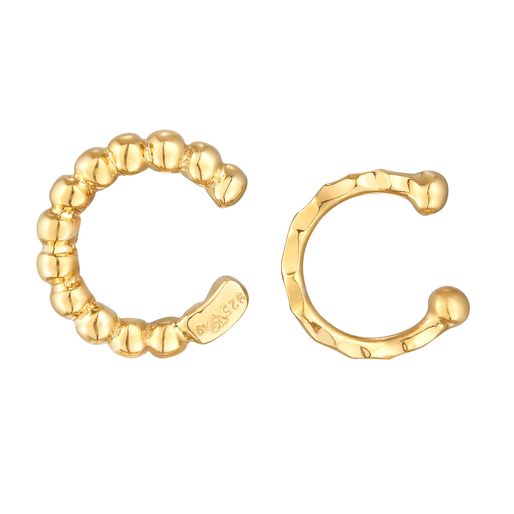 Elli Elli Boucles d'Oreilles Femmes Earcuff Set Boules Martelé en argent sterling 925 Boucles d'oreilles