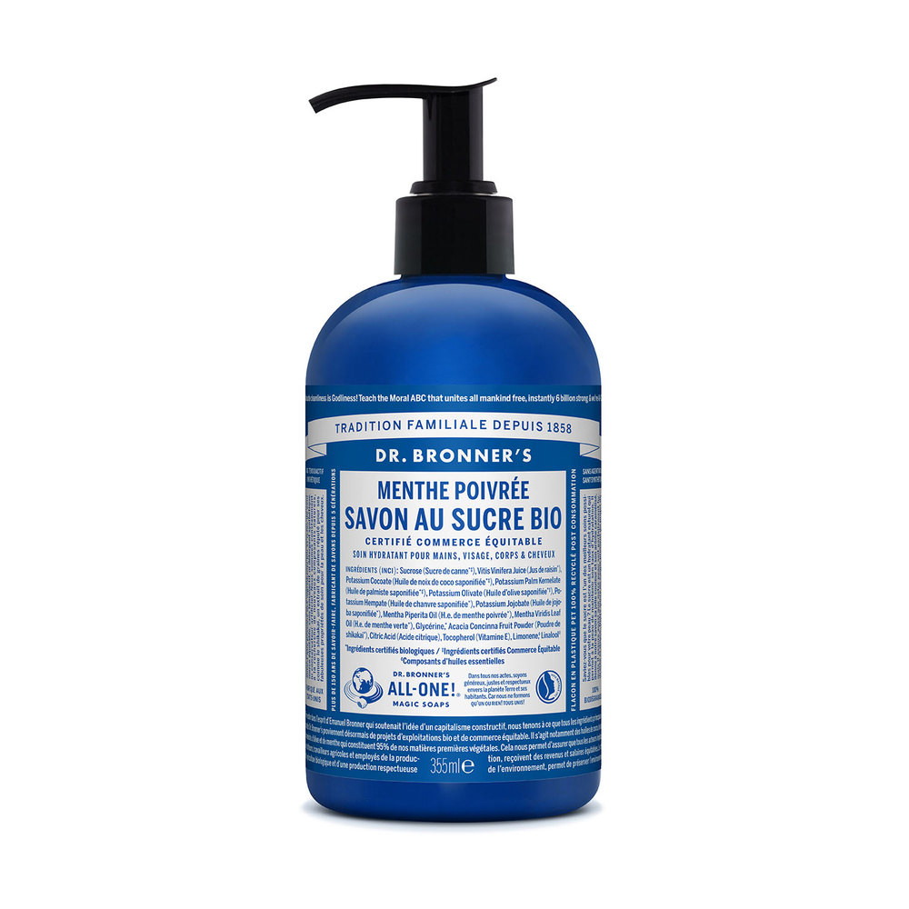 Dr Bronner's Dr Bronner's - Savon au sucre BIO Menthe - 355ml Savon au sucre