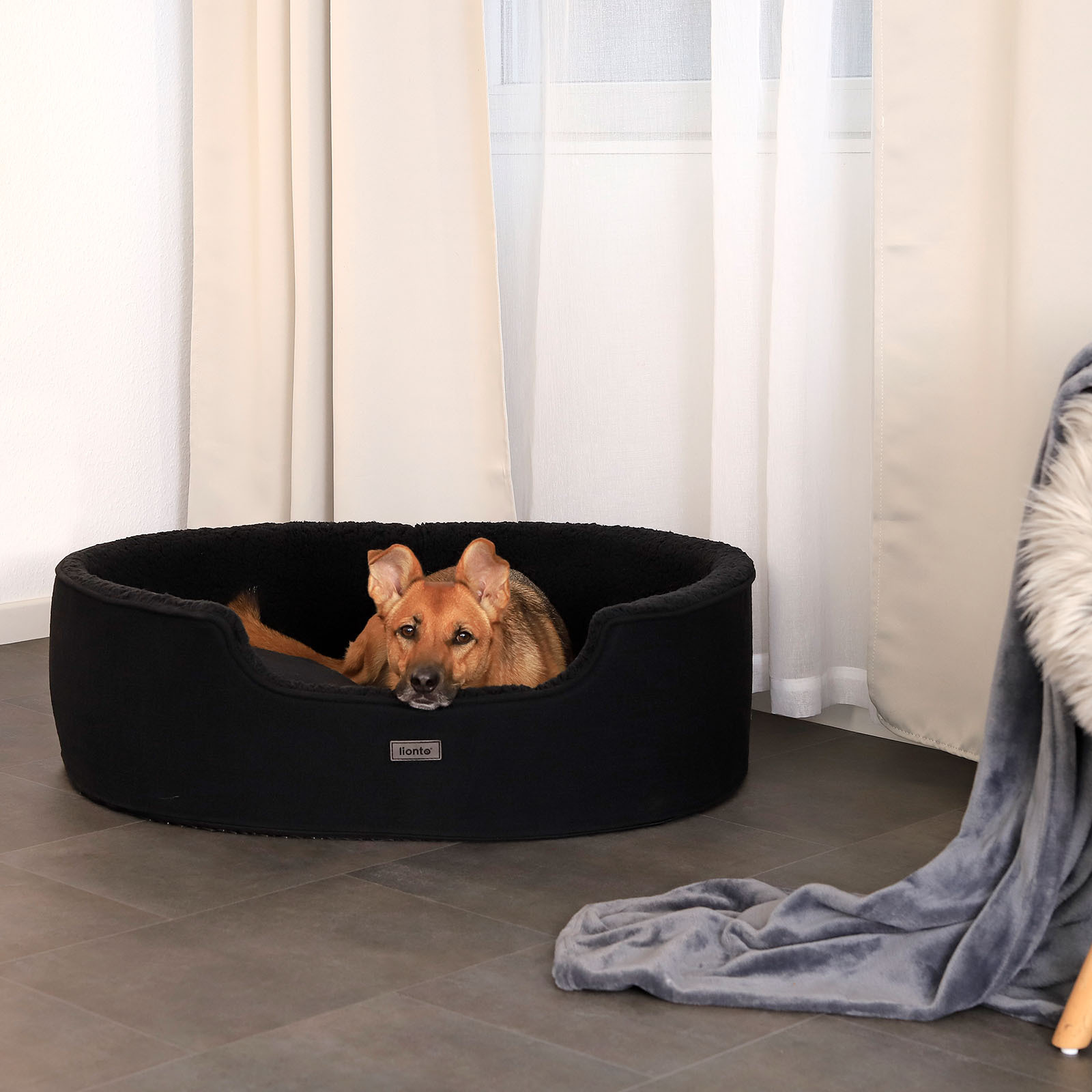 Lionto Hundebetten Lionto Hundebett mit Wendekissen schwarz L