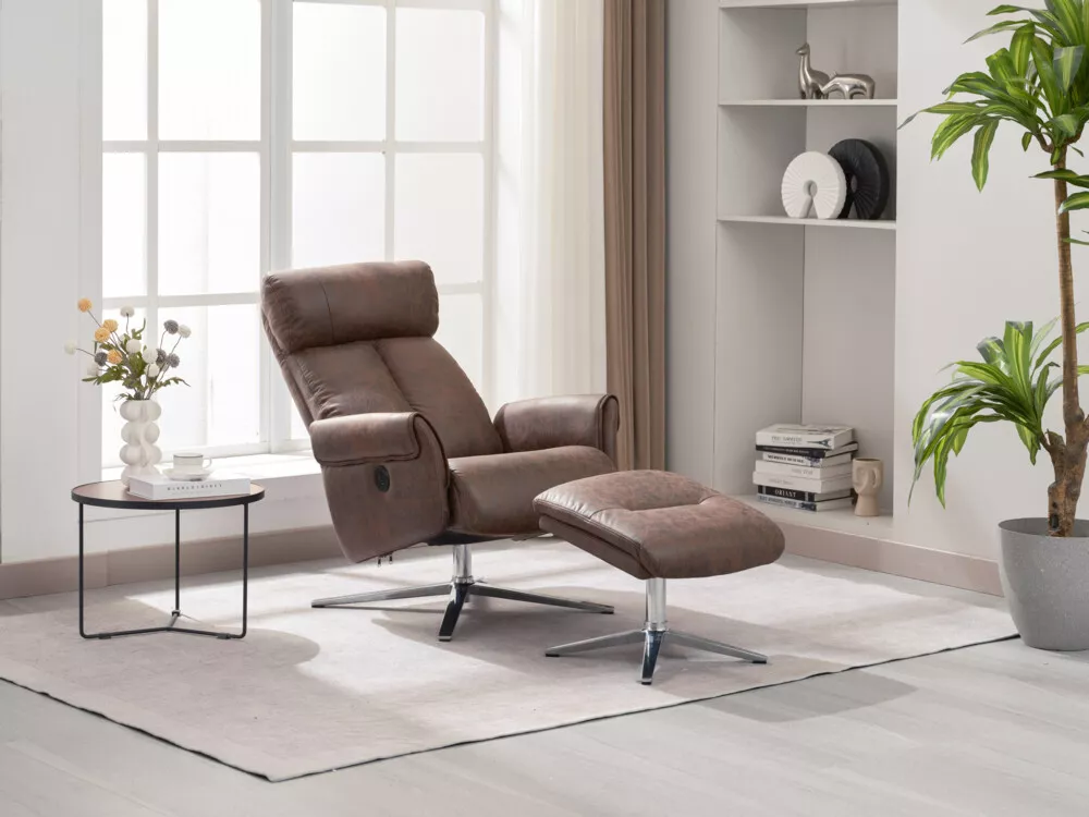 Happy Home Happy Home elektrisch verstellbarer Relaxsessel mit Hocker HWP51-BRN braun