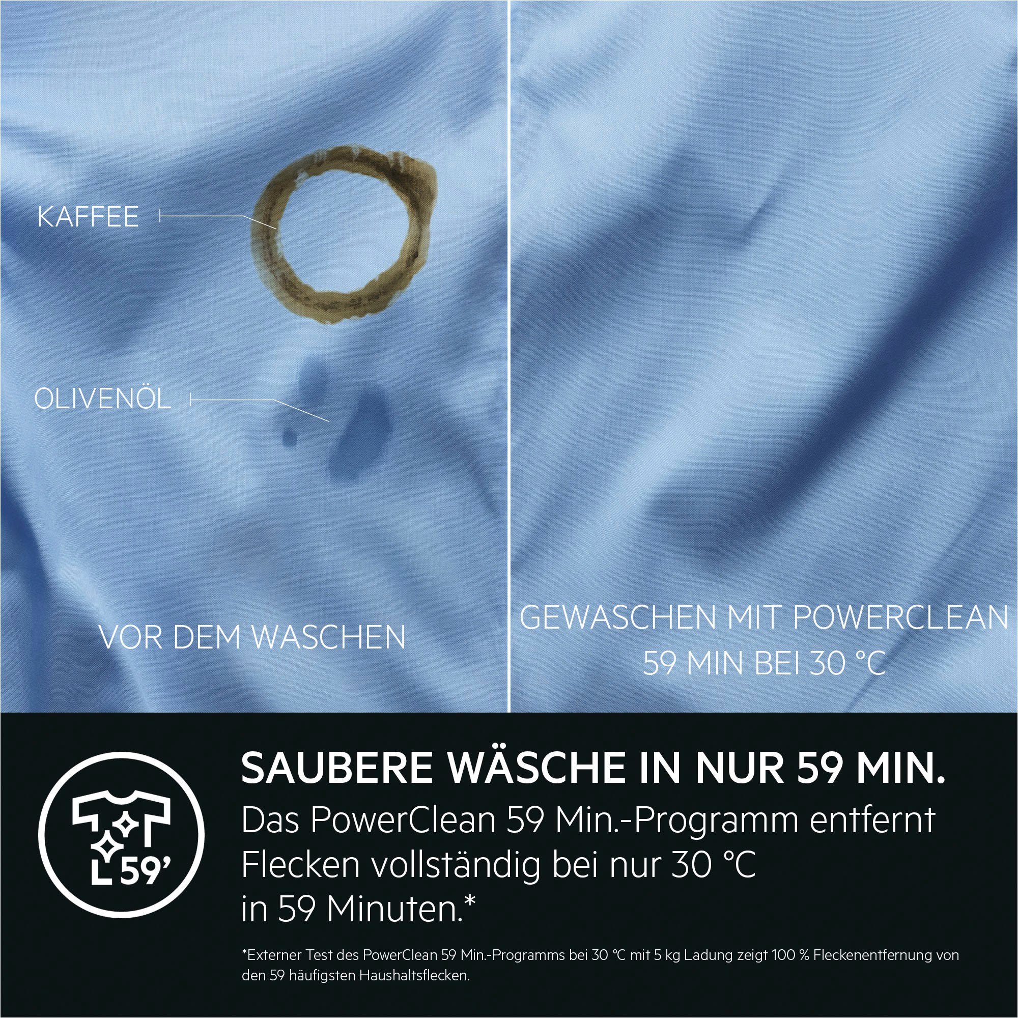 AEG Waschmaschine 8000 PowerCare LR8E75490, 9 kg, 1400 U/min, PowerClean - Fleckenentfernung in 59 Min. bei nur 30 °C & Wifi