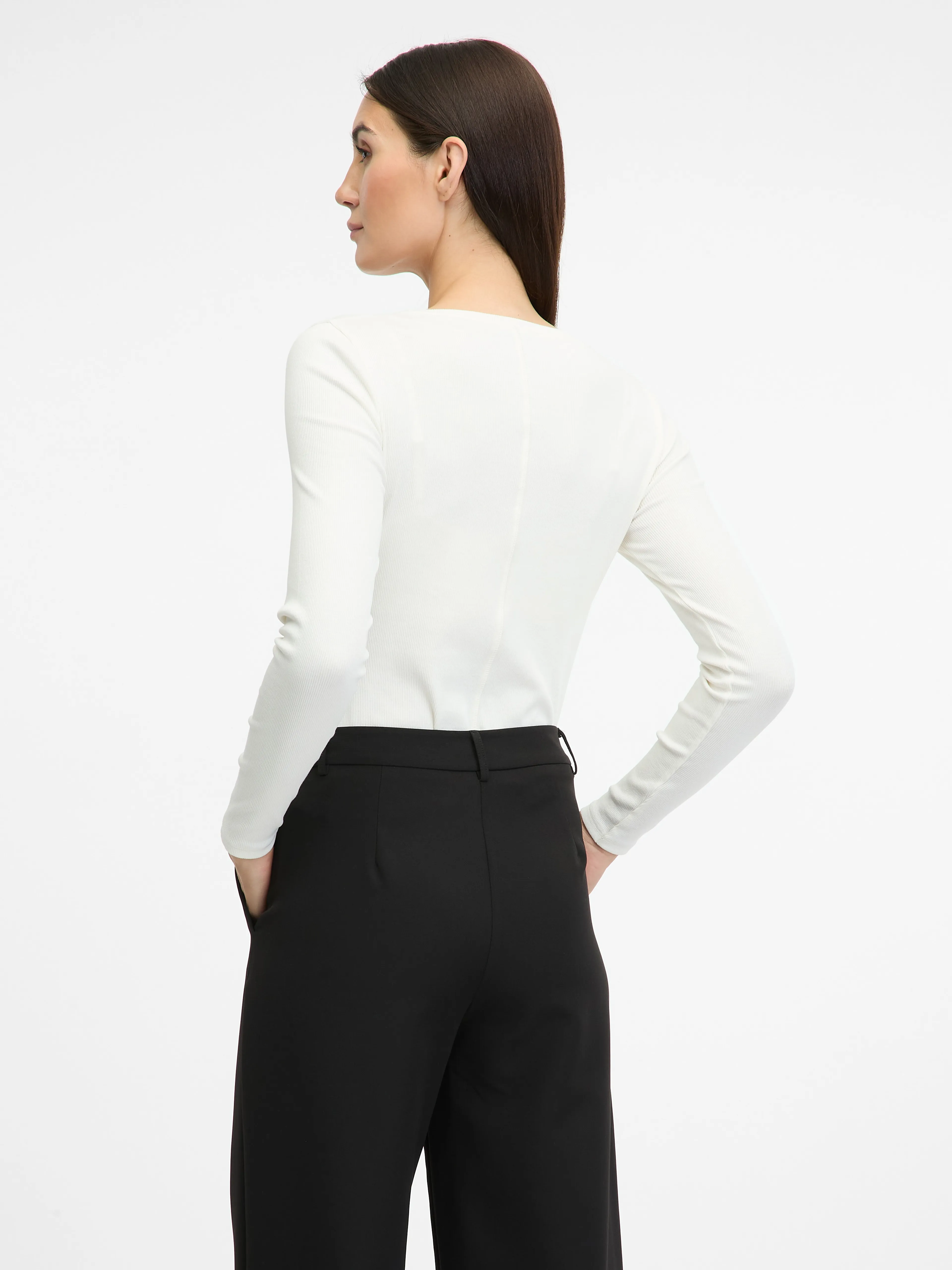Cremefarbenes Damen-Langarm-T-Shirt ORSAY