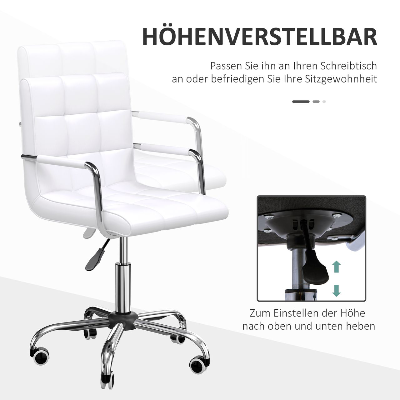HOMCOM Drehstuhl , Metall PU Weiß