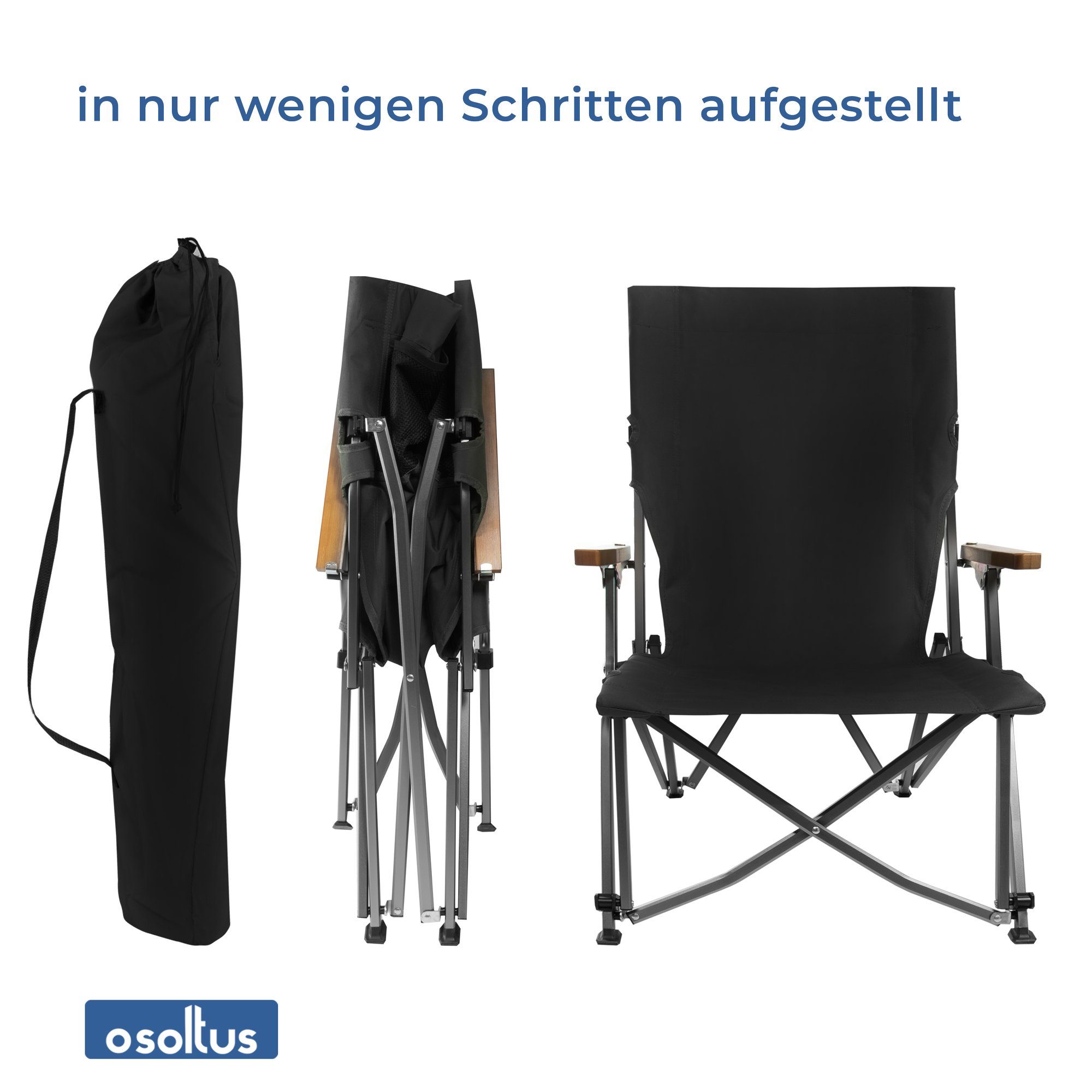osoltus Campingstuhl osoltus Faltsessel Lounge Low Campingstuhl Bergen Alu eloxiert schwarz