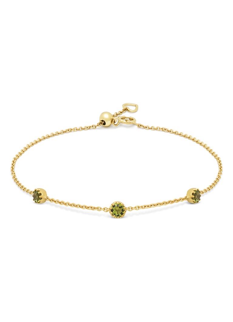 Diamond Point Yellow gold bracelet, 0.32 ct green tourmaline, Joy