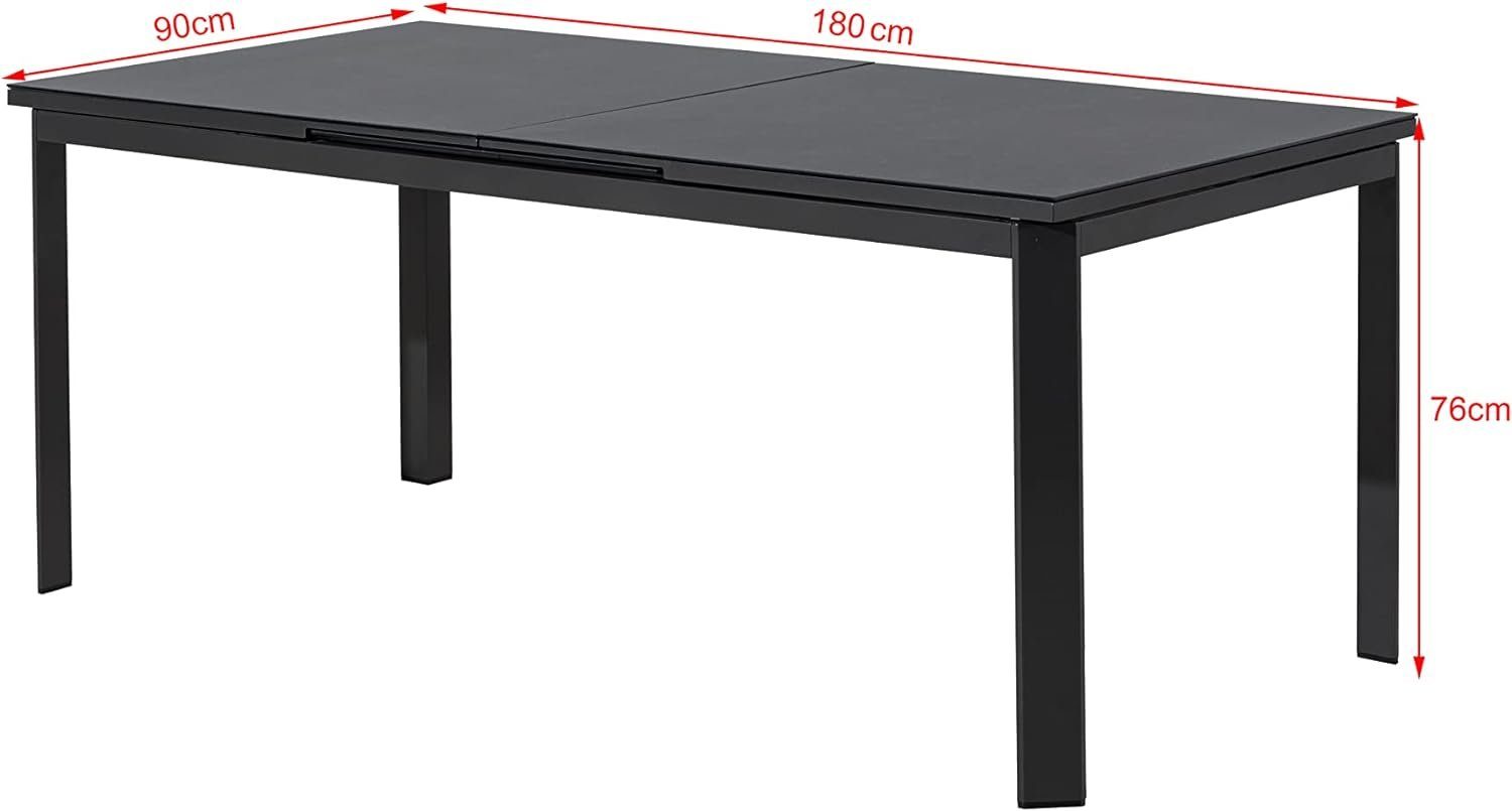 Gardissimo Gartentisch Keramik XXL Ausziehtisch Dia Anthrazit, 180/240 x 90 cm, synchrone Auszugautomatik