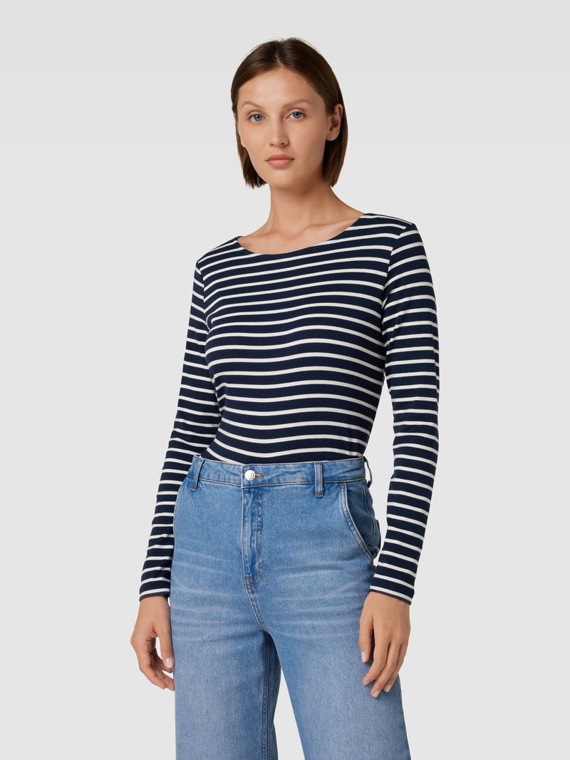 Longsleeve mit Streifenmuster in marineblau
