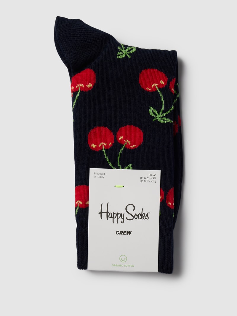 Socken mit Allover-Muster Modell 'CHERRY' in marineblau