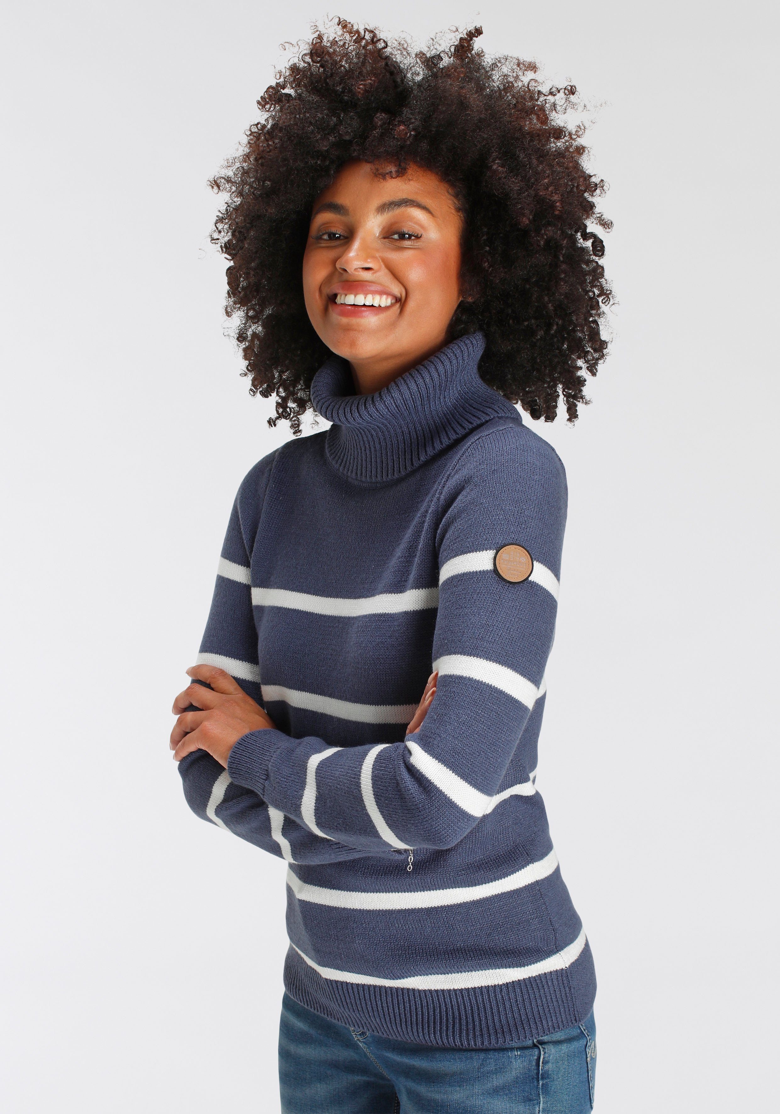 KangaROOS Rollkragenpullover in lässiger Form mit Kontraststreifen