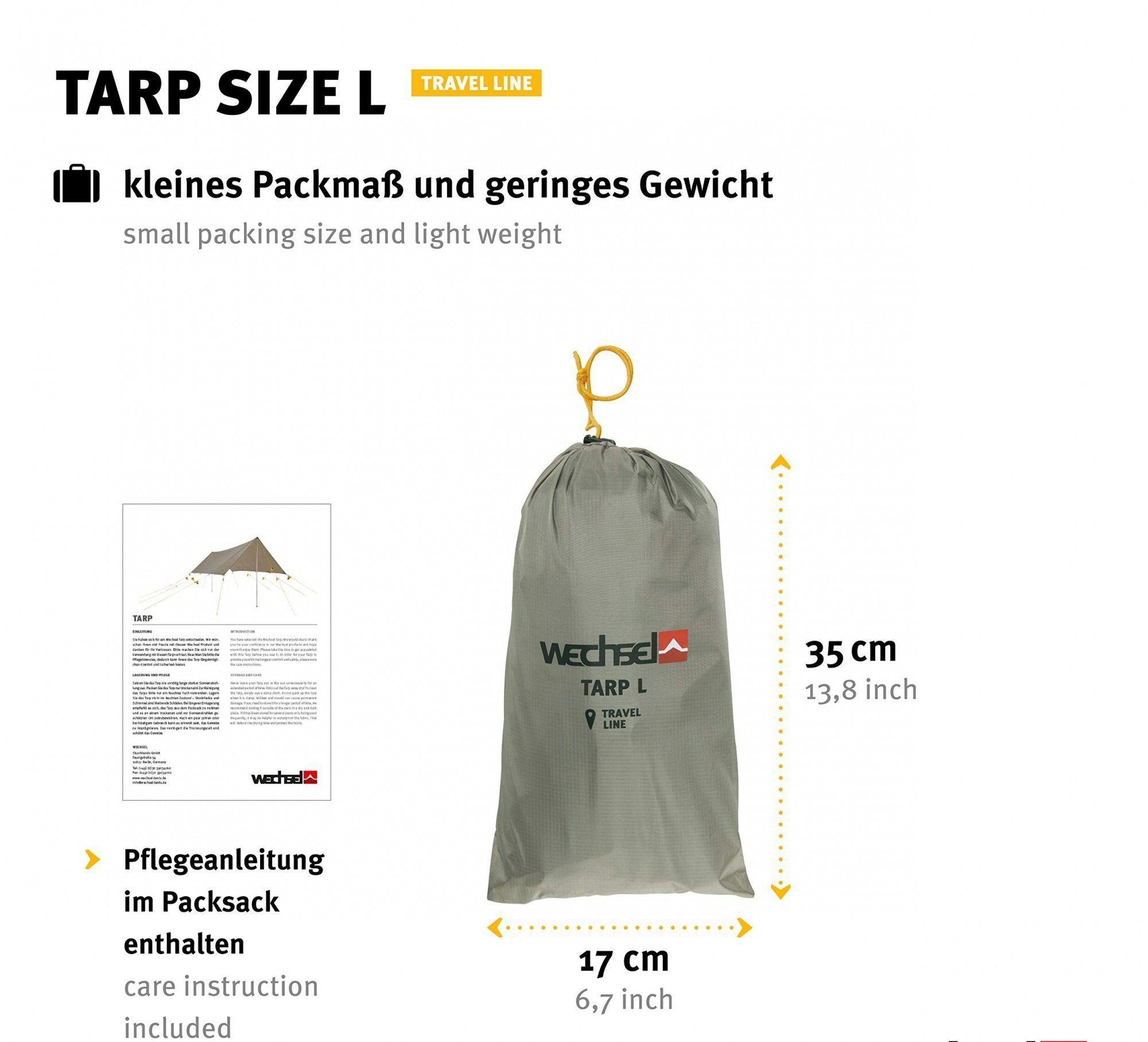 Wechsel Tents Tarp-Zelt Tarp L - Travel Line - Universal Zeltdach, 400 x 435 cm, Personen: 6