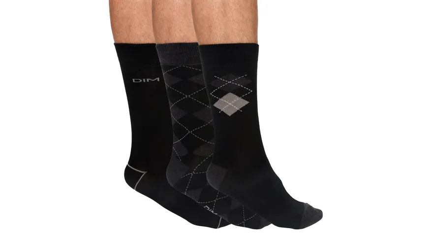 DIM Herren Stricksocken im Vintage-Look 3er Pack anthracite chine