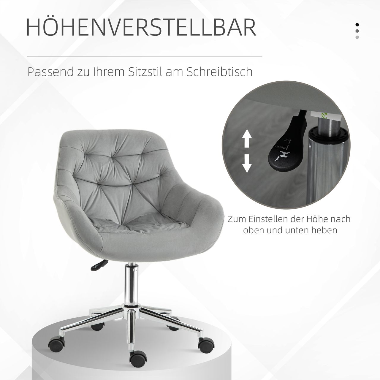 Vinsetto Bürostuhl, Chefsessel Drehstuhl, Computerstuhl Grau