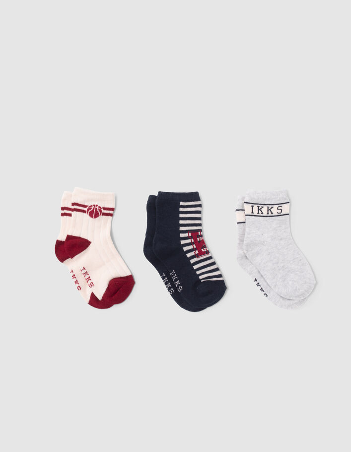 Chaussettes marine, grises et écrues bébé garçon