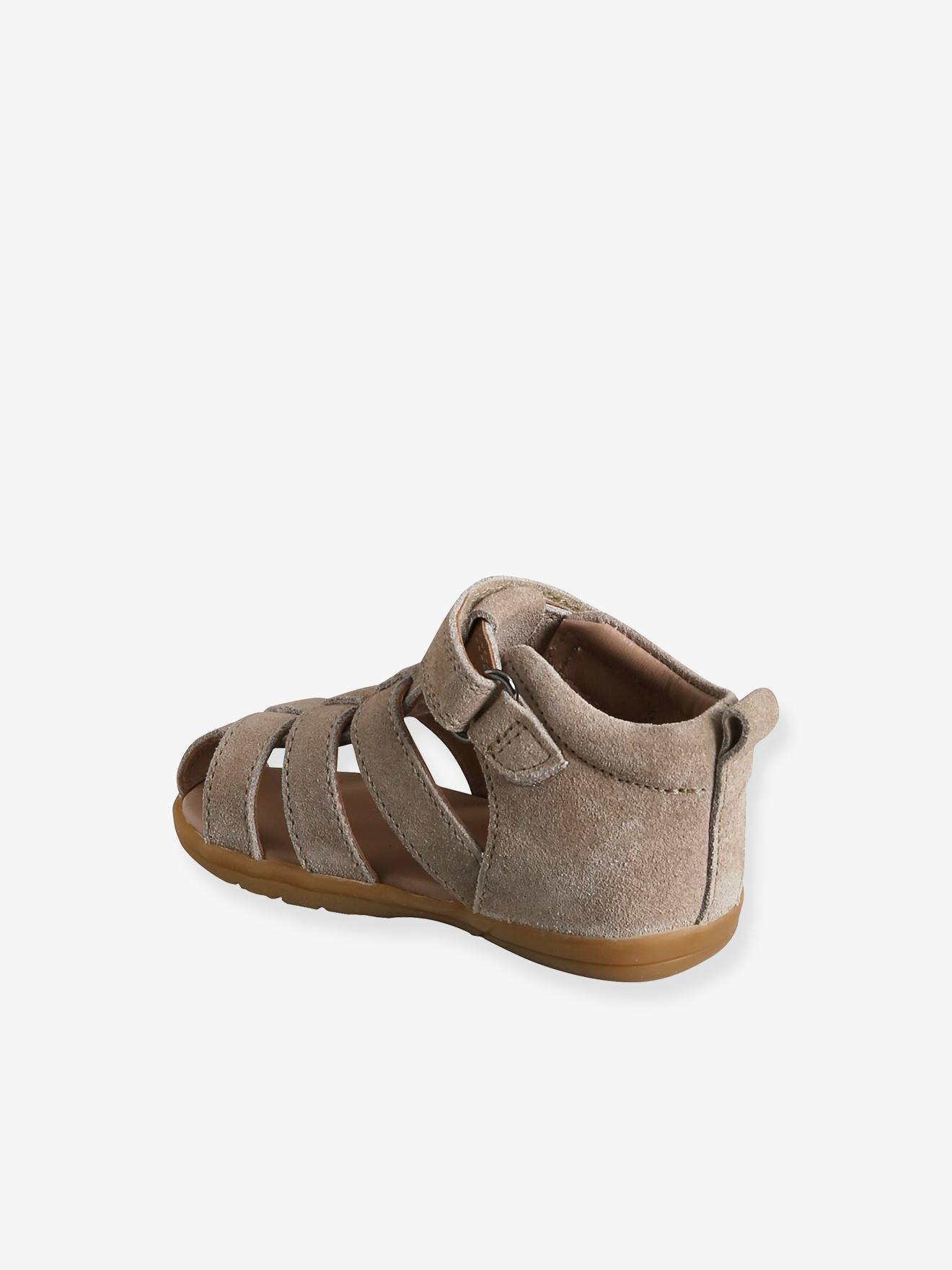 Sandales scratchées cuir bébé premiers pas cognac