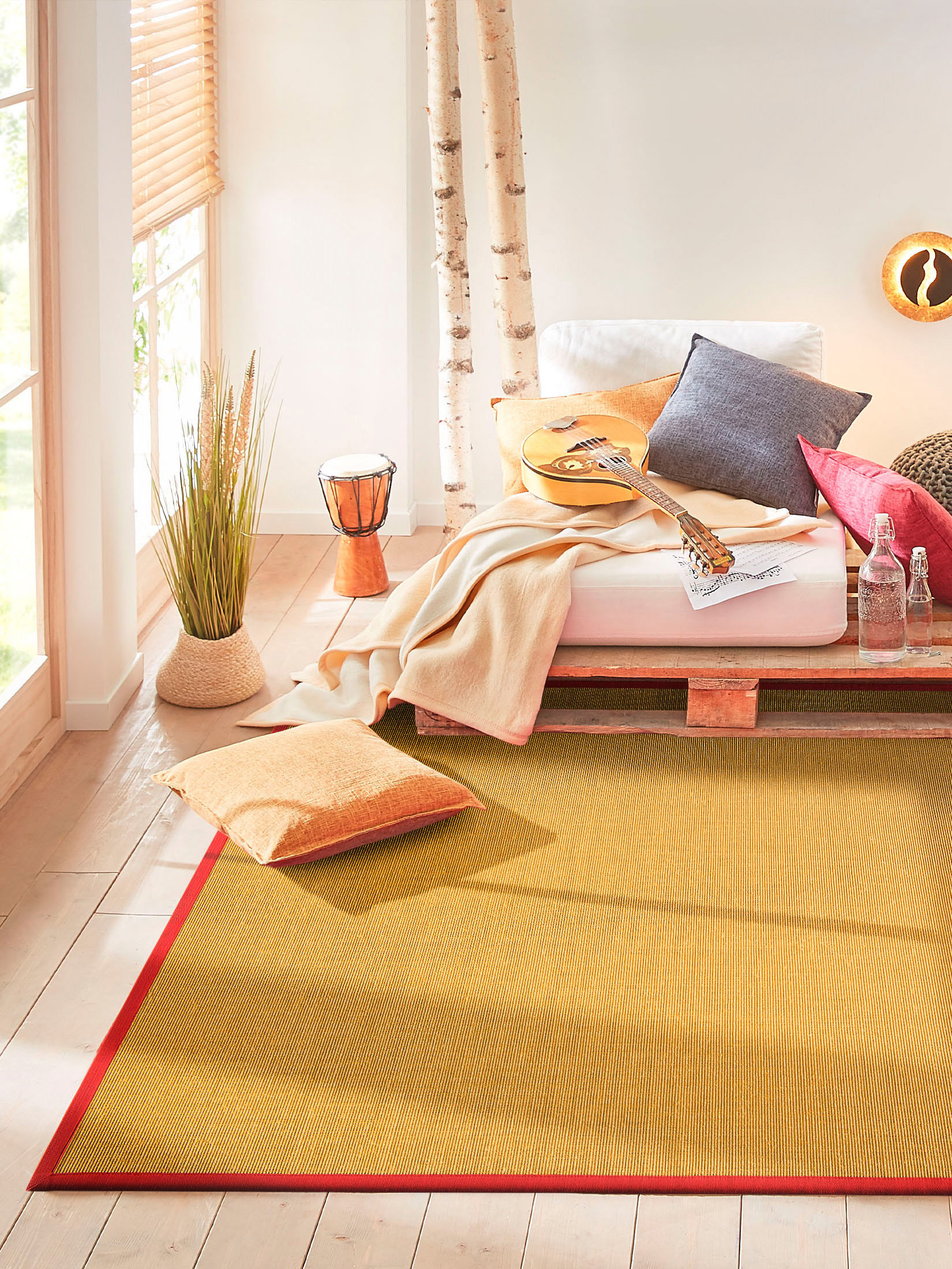 Aruba Nature Sisal-Teppich, Fuchsia