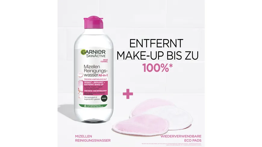Garnier Skin Active Mizellen Reinigungswasser All-in-1 für trockene Haut - Entfernt Make-up und Unreinheiten 400 ml