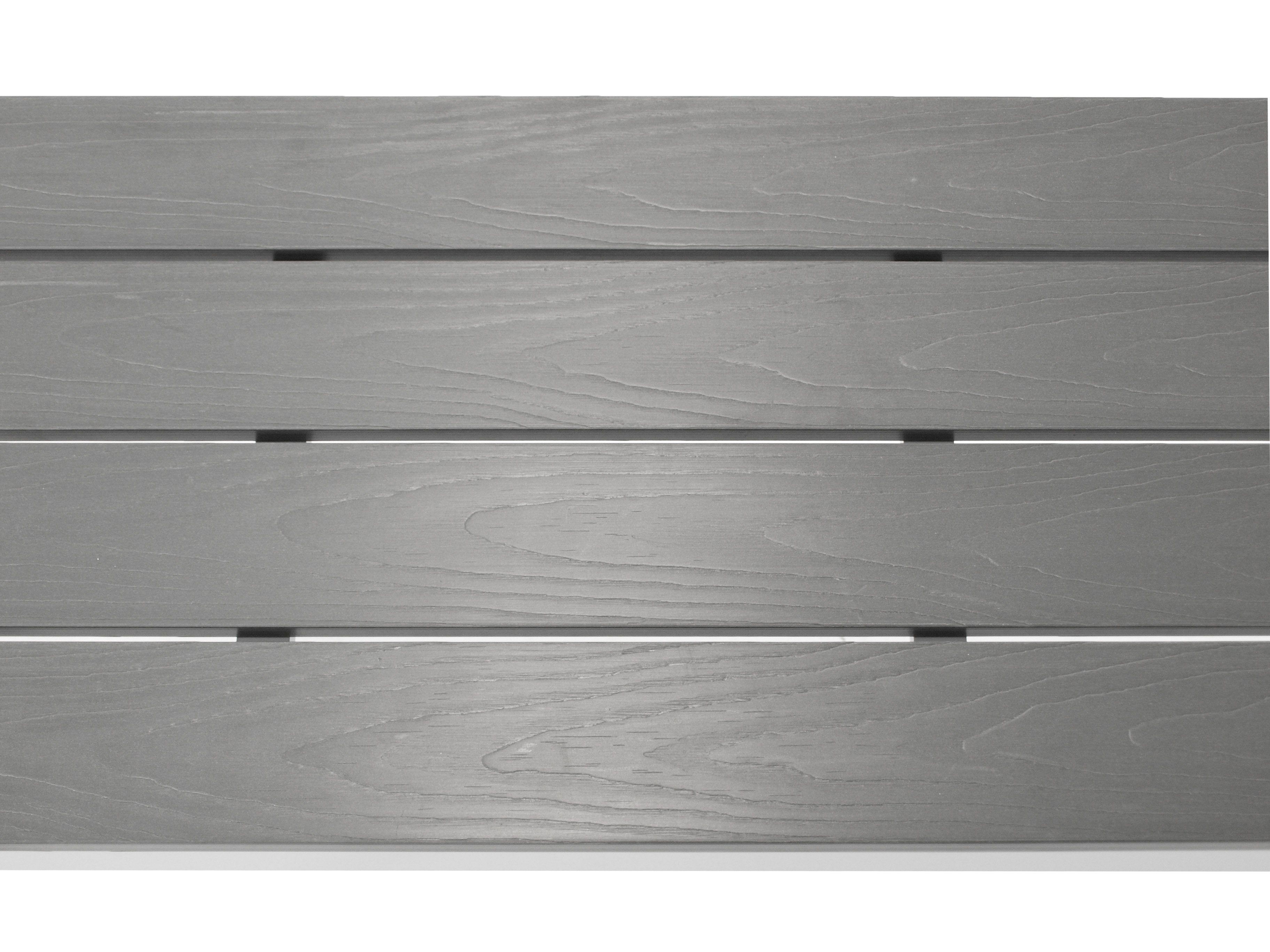 DEGAMO Gartenbank SORANO ohne Rückenlehne, 2-sitzer 120cm, Alu silbergrau + Kunstholz grau, wetterfest