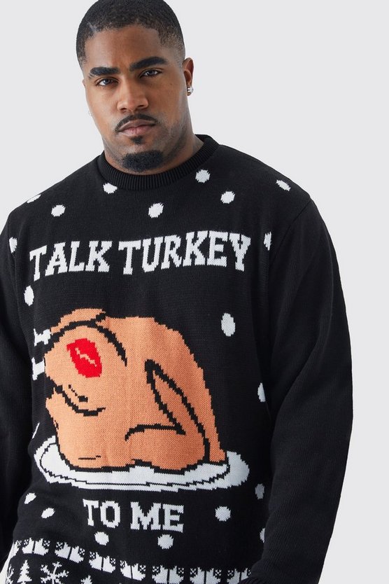 Plus Weihnachtspullover mit Talk Turkey To Me Print
