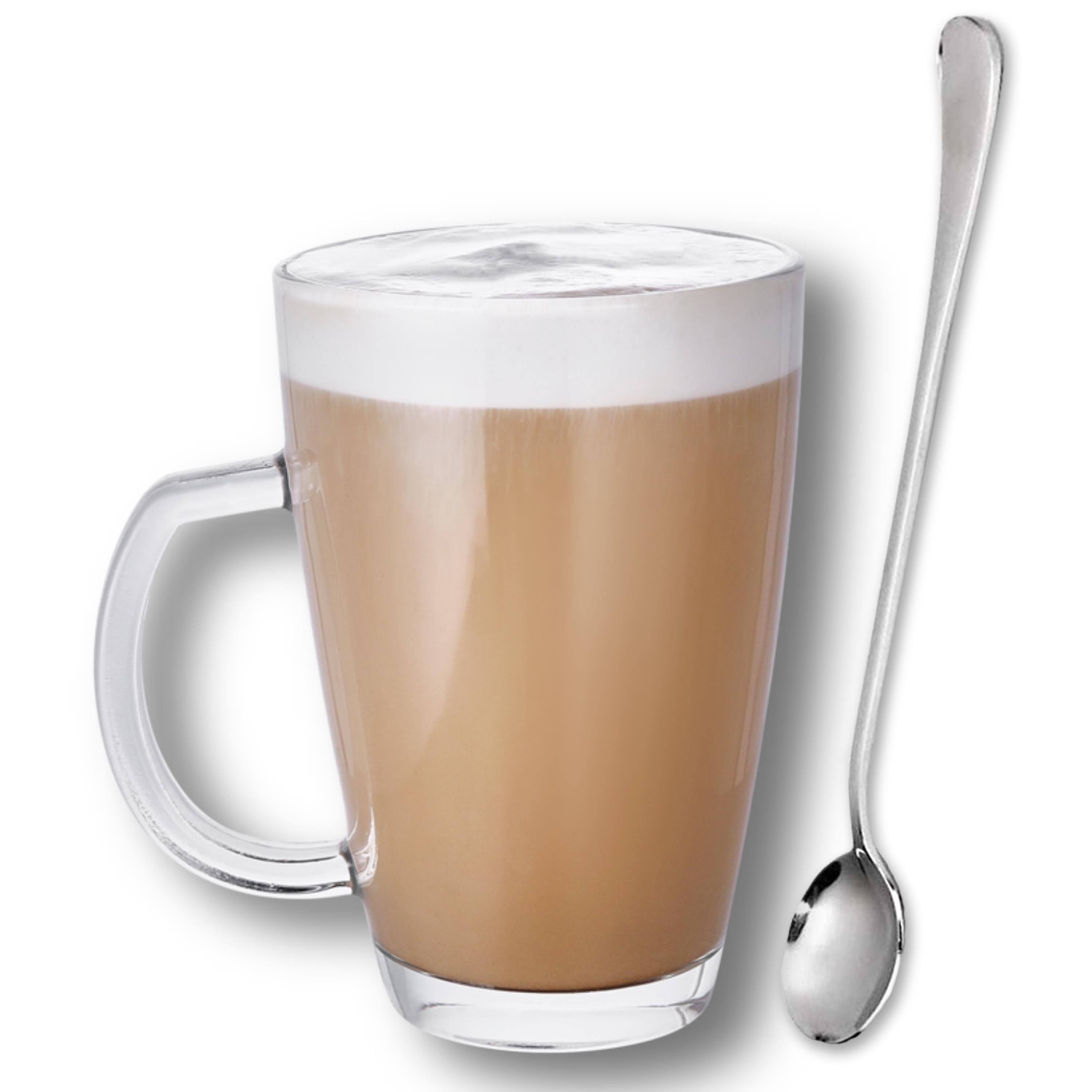 Cosumy Latte-Macchiato-Tasse 6 Latte Macchiato Tassen mit Löffel, Glas, 6er Latte Macchiato Gläser Set mit Henkel und Löffel - 300ml - Hält lange warm