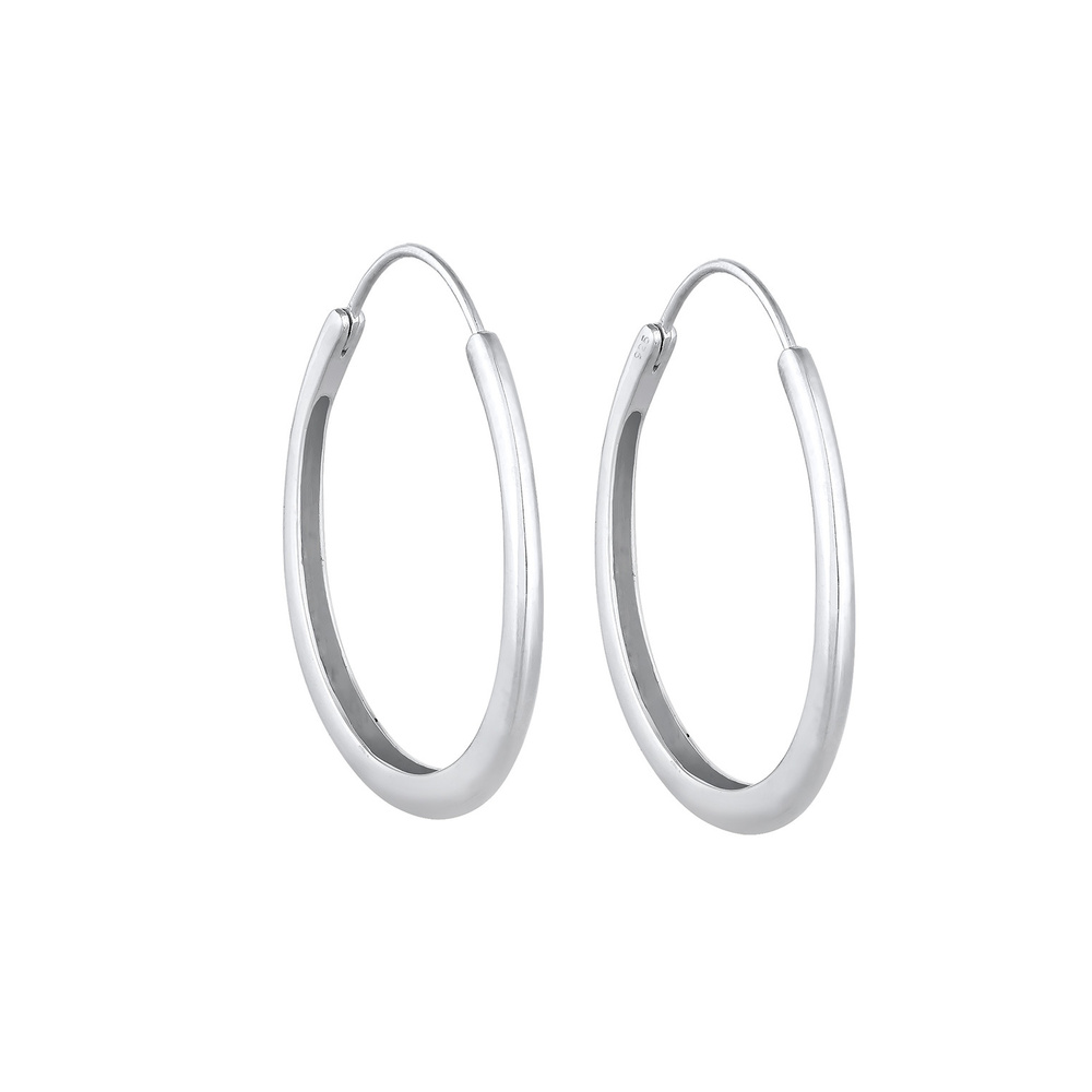 Elli Elli Boucles d'Oreilles Créoles Basic Minimal - (925/1000) Argent Boucles d'oreilles