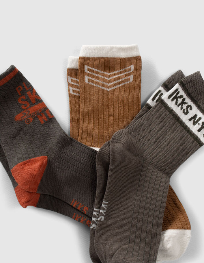 Chaussettes vertes, camel, kaki garçon
