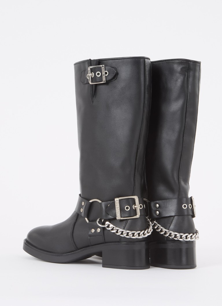 Ghete biker din piele Steve Madden Beau-C cu cataramă