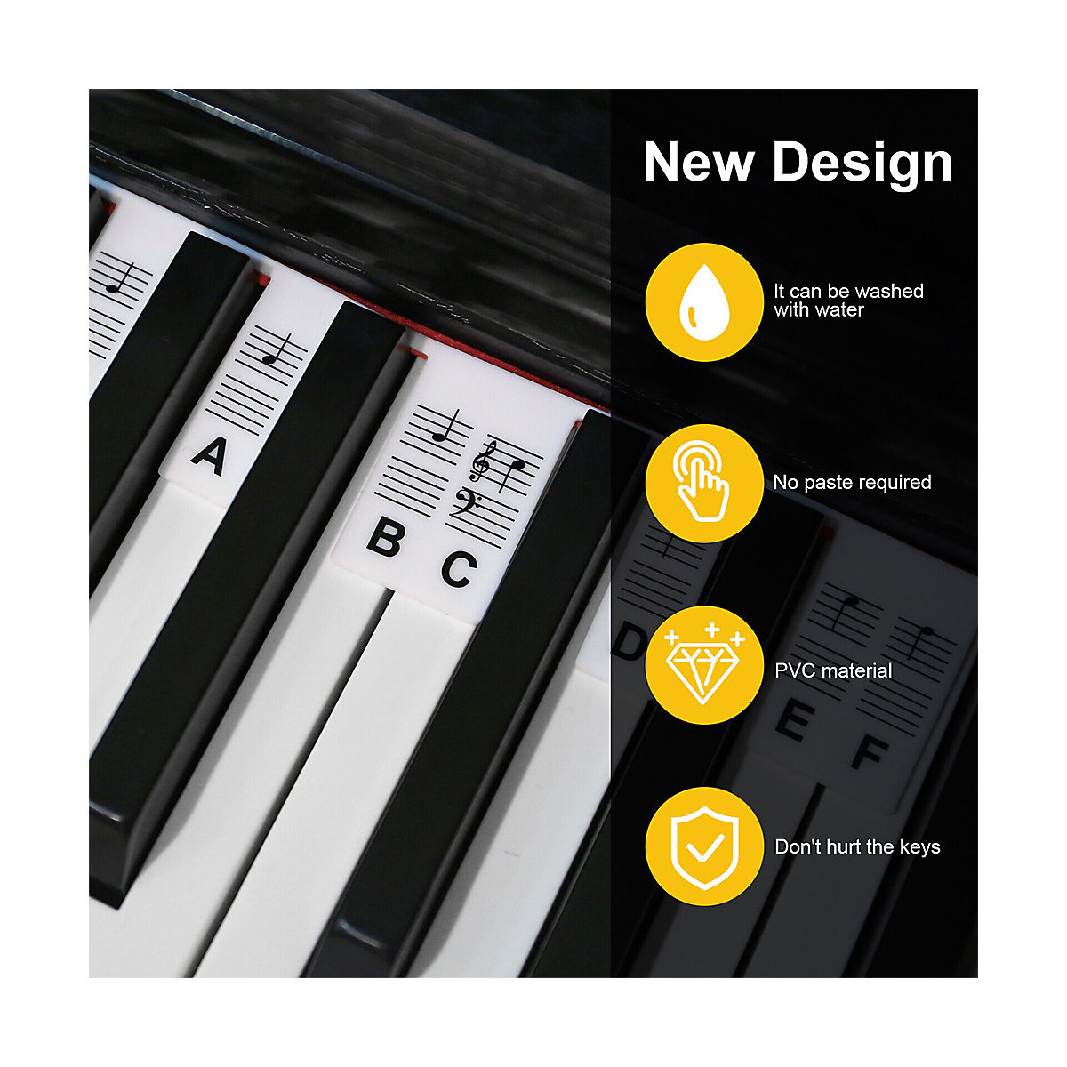 Klavier Keyboard Noten Aufkleber für 88 Tasten Instrumentenzubehör für Kinder