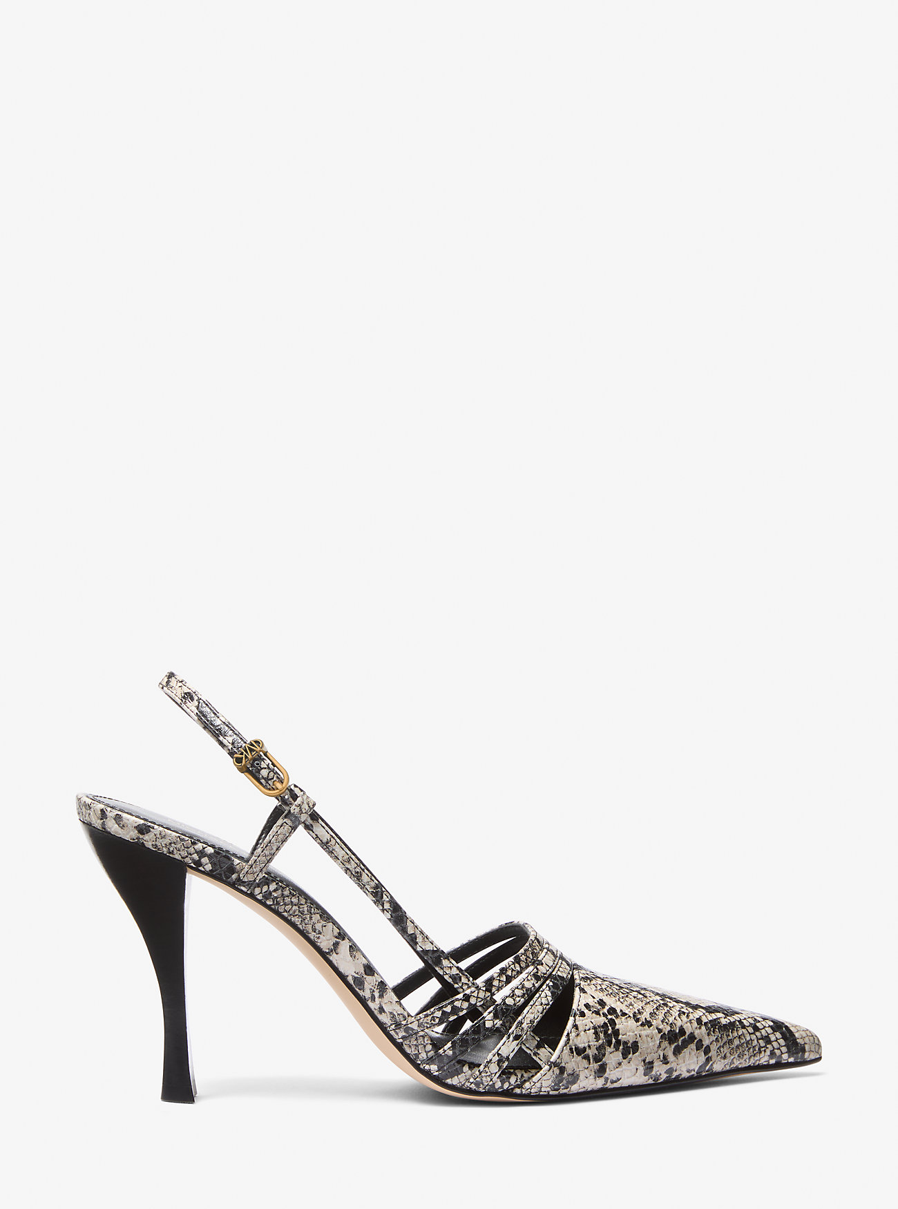 Haisley Slingback-pumps i skinn med slangetrykk – NATURLIG