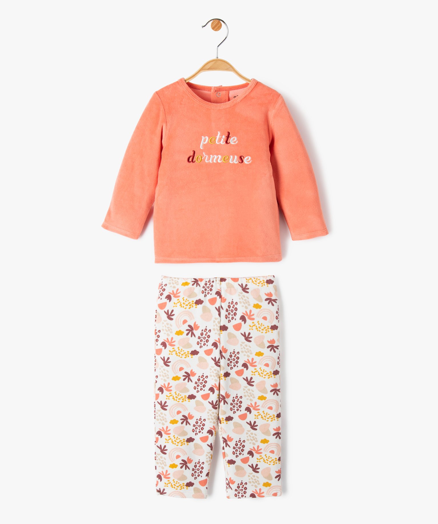 Pyjama bimatière dépareillé bébé fille orange | GEMO