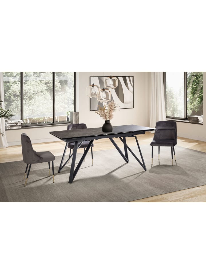 KADIMA DESIGN Esszimmertisch 180 - 260 cm Ausziehbar Keramik Glas , in Schwarz günstig kaufen onesize