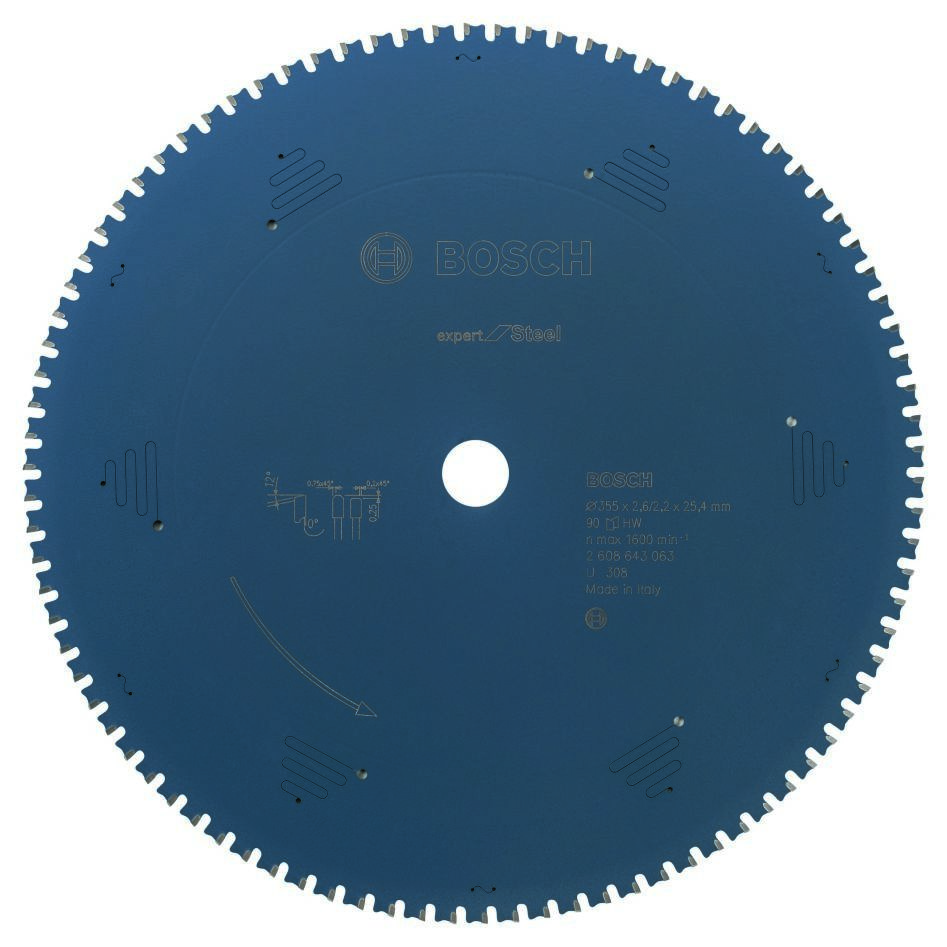 Bosch Blue Accessories 2608643063 Hårdmetalrundsavklinge Expert til stål 355 x 25,4 x 90T