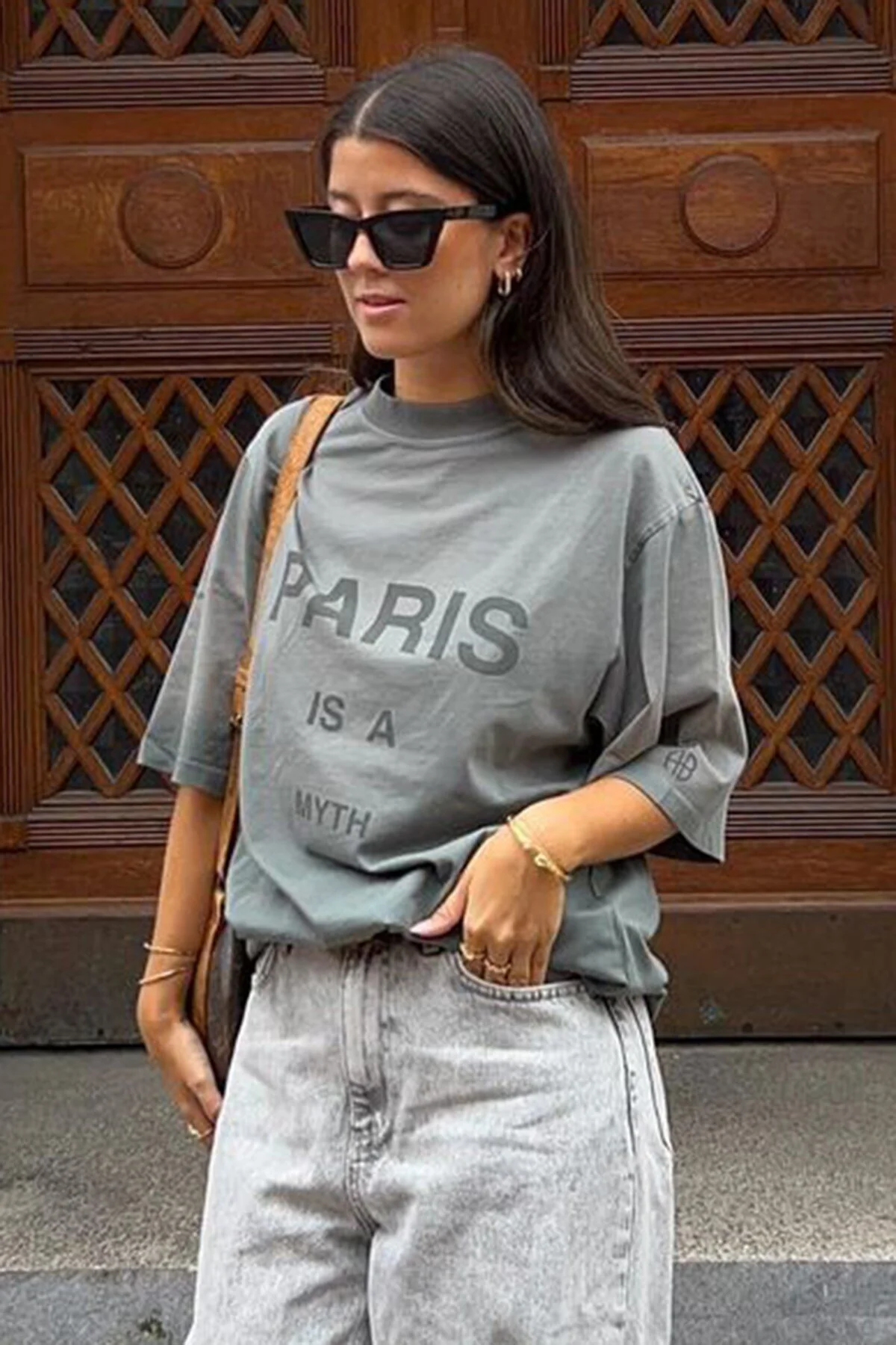 Madmext  Geräuchertes Paris bedrucktes Damen-T-Shirt Mg1654