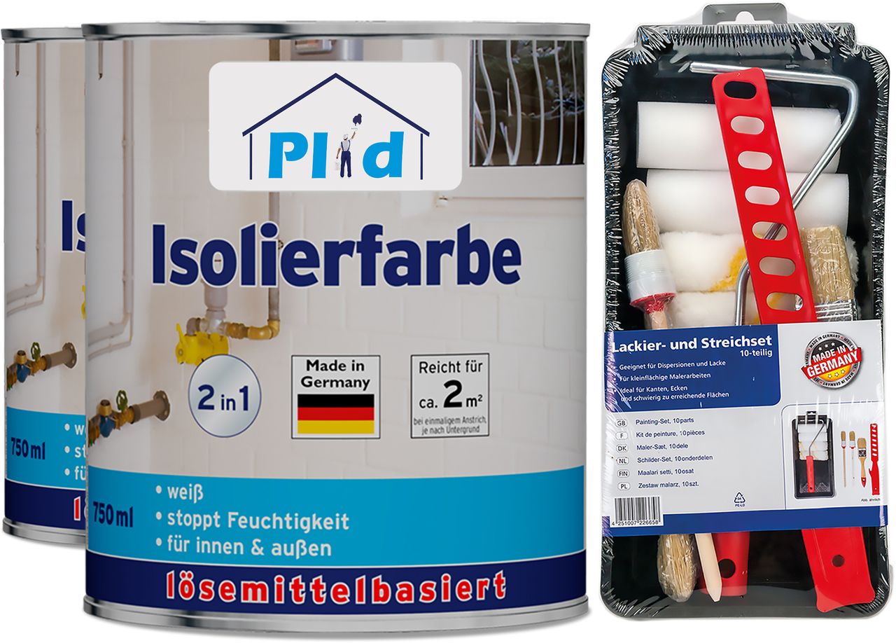 Plid Premium Isolierfarbe LH Niktoinfarbe Deckanstrich Nikotinsperre Set Weiß