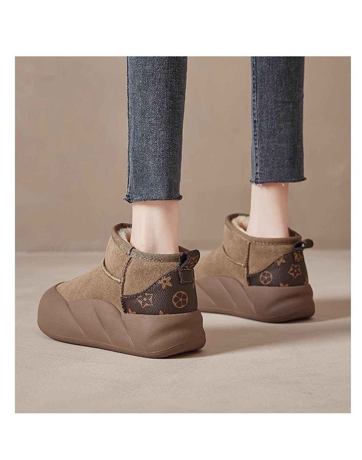 aikidio Hufglocken Schneestiefel mit dicker Sohle, rutschfeste, warme Baumwollschuhe